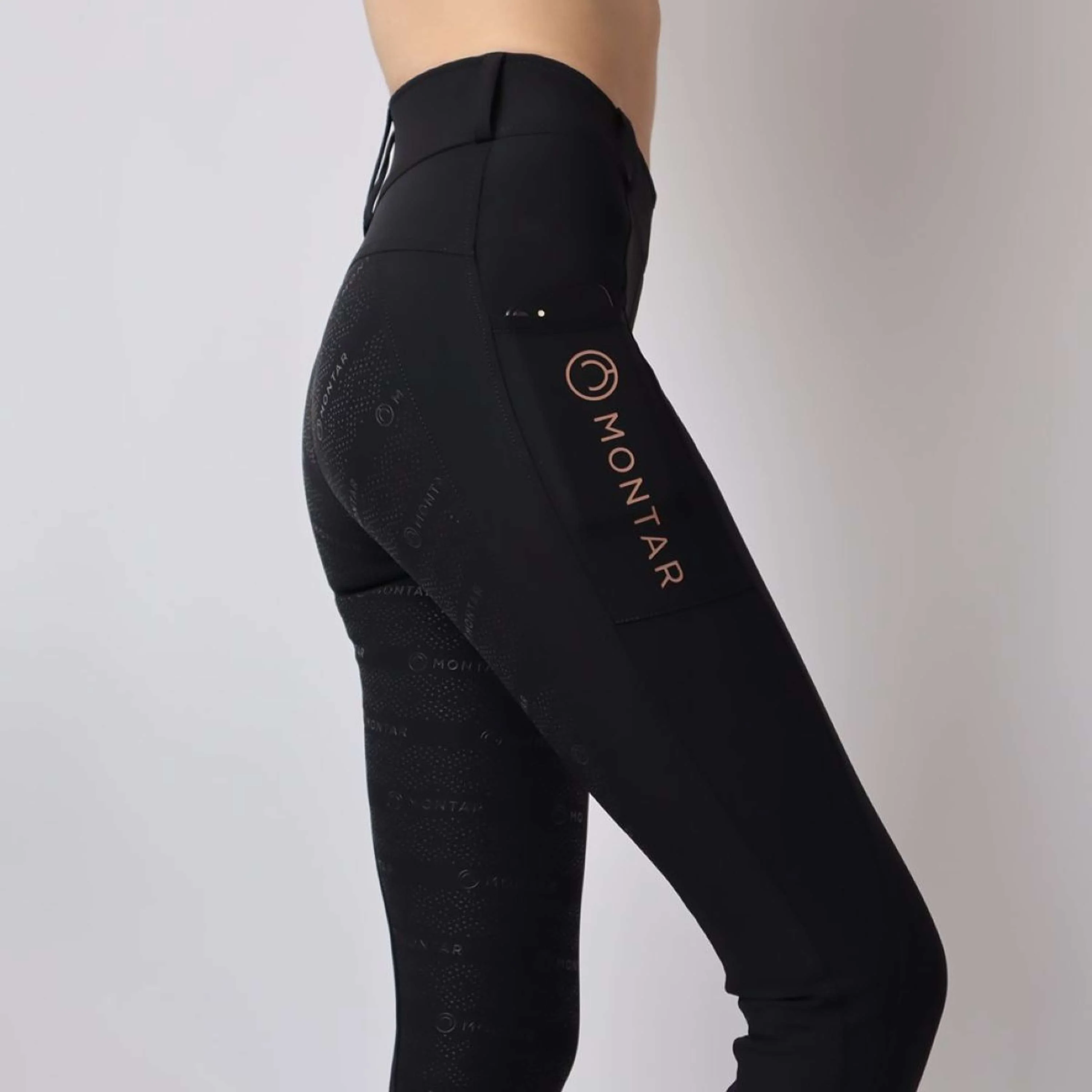 Montar Leggings da Equitazione Rosegold Logo Junior Nero