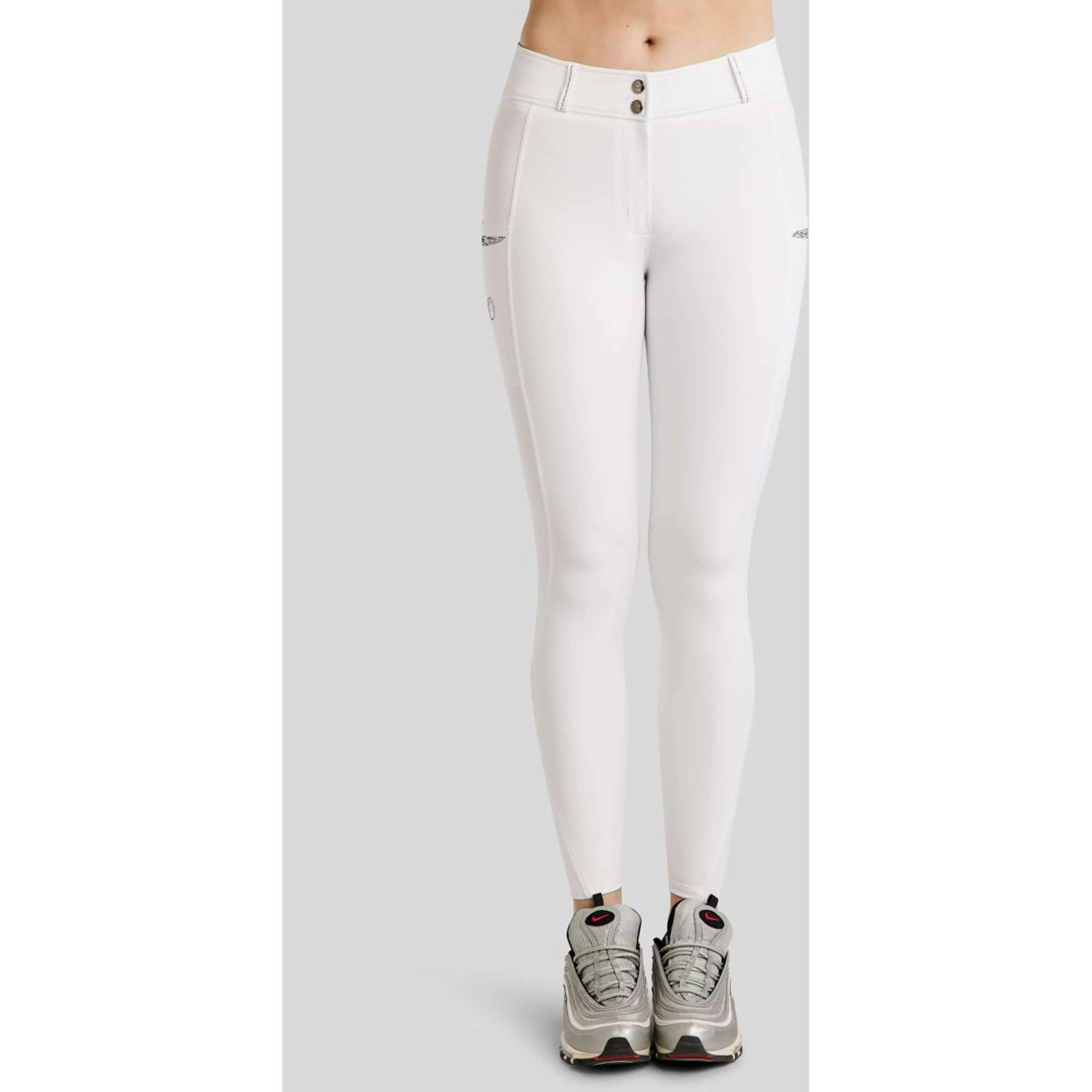 Montar Pantaloni da Equitazione MoEmilia Full Grip Bianco