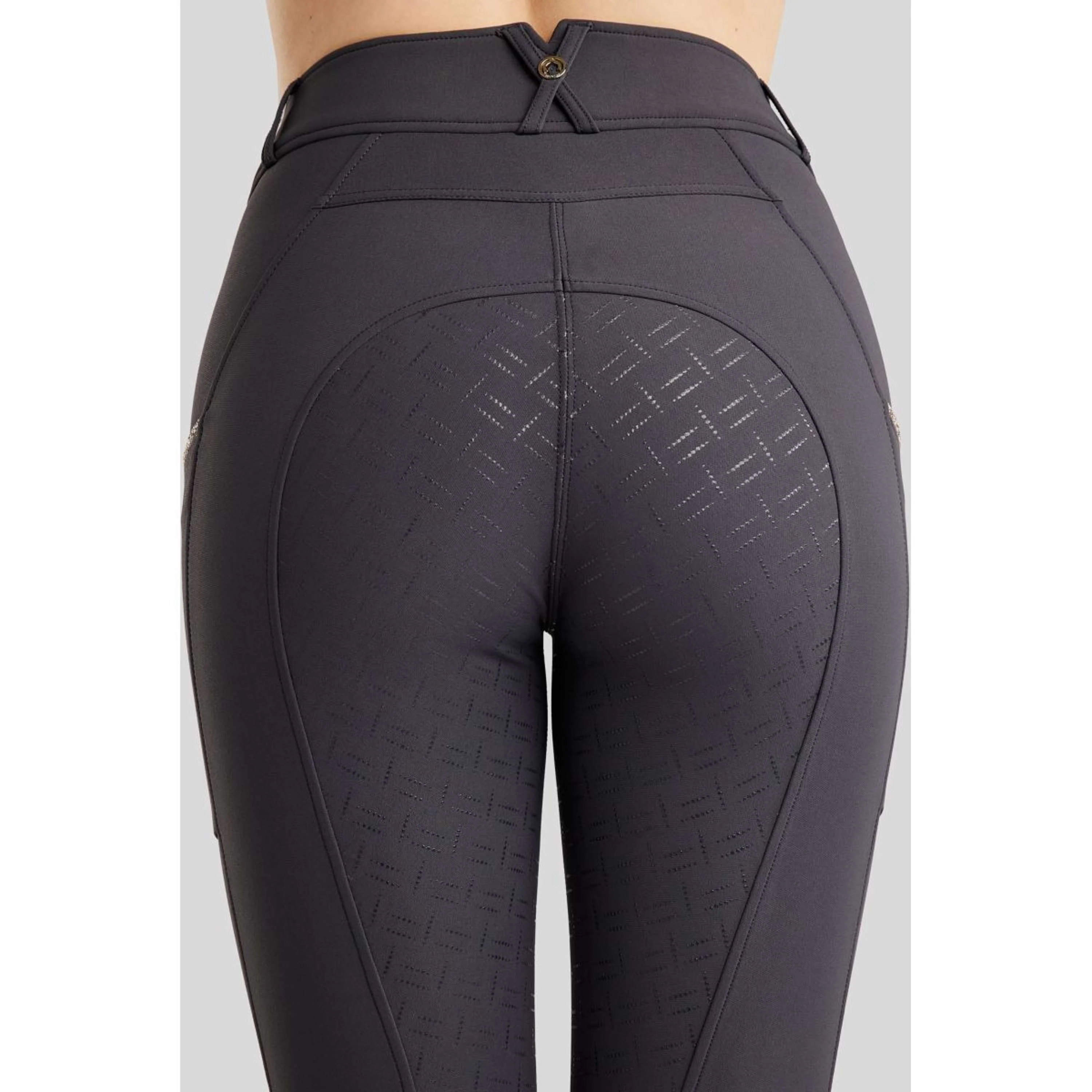 Montar Pantaloni da Equitazione MoLila Champagne Crystals Full Grip Slate Grey - Image 3