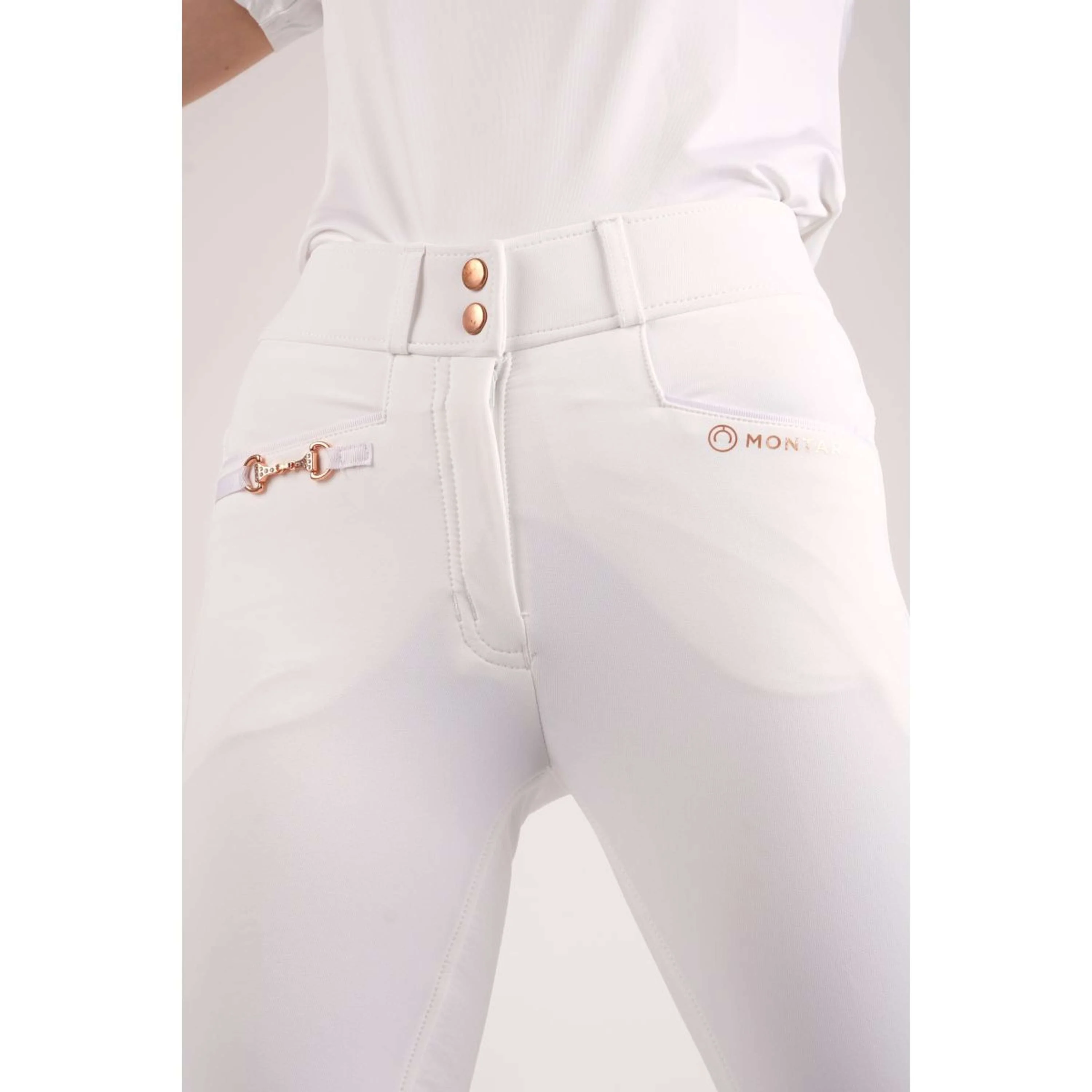 Montar Calzoni Molly Rosegold Highwaist FullGrip Bianco