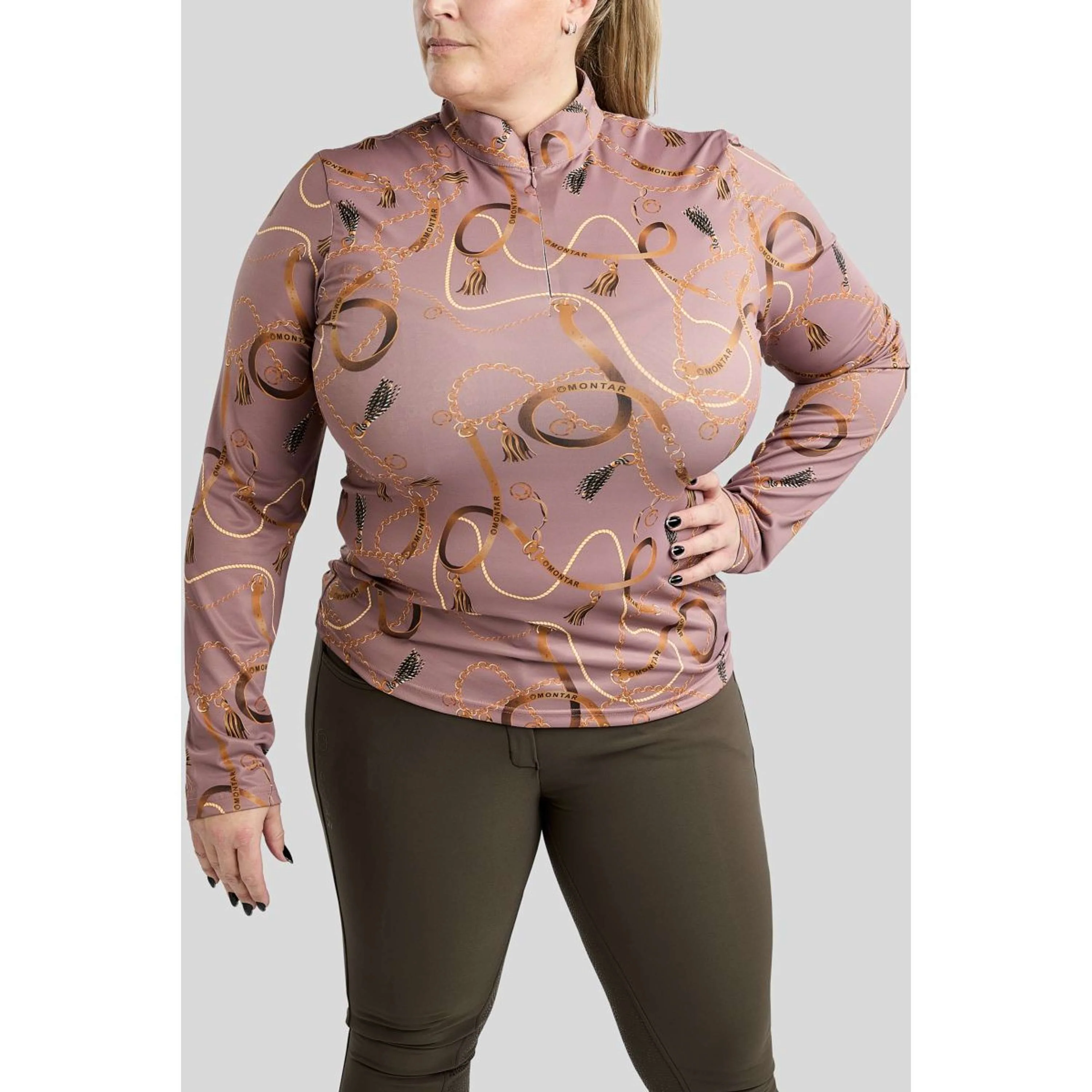 Montar Maglia Haily Bridle Print Curve Maniche Lunghe Dusty Rose