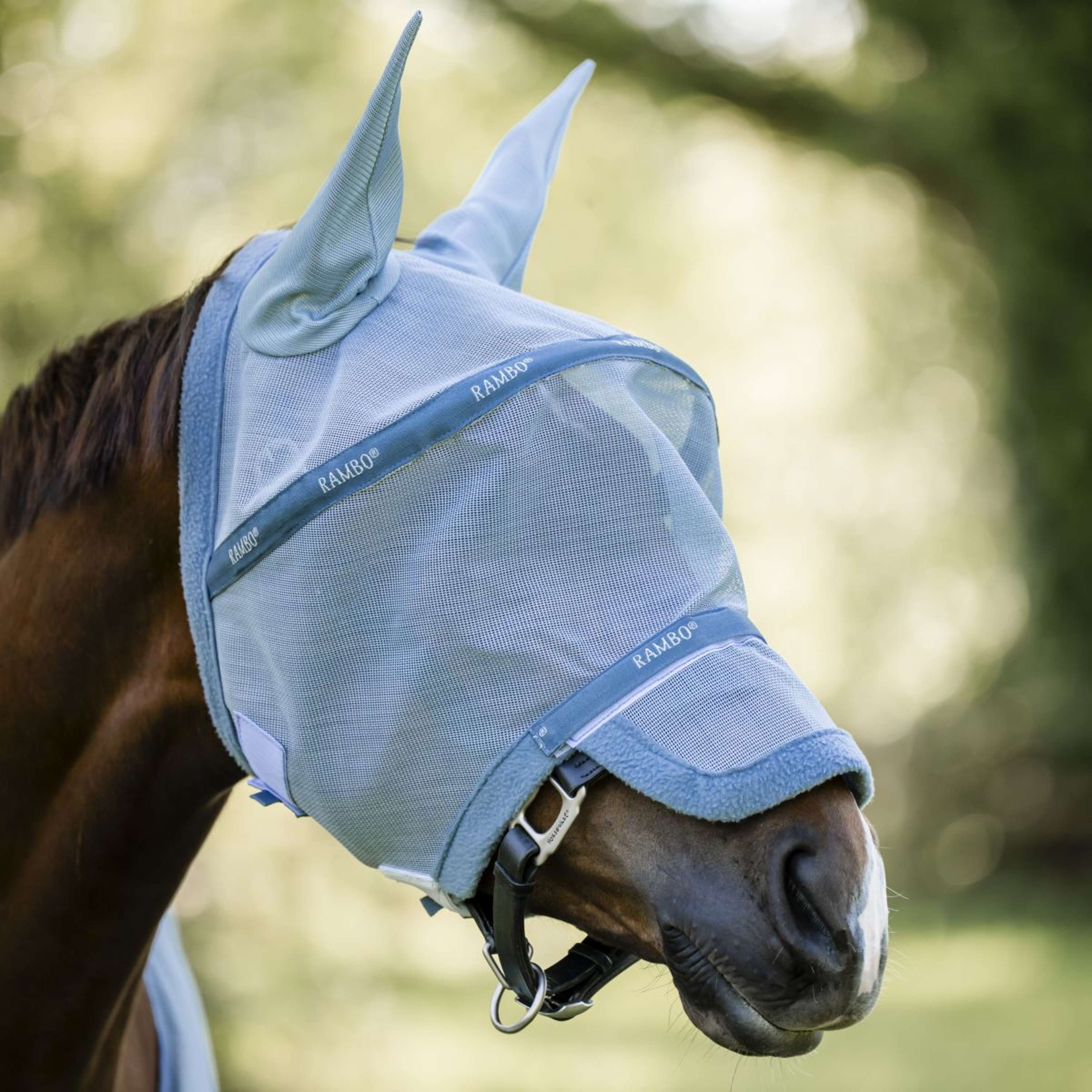 Rambo Fly Mask Heather Blue/Blue/Silver - Image 2