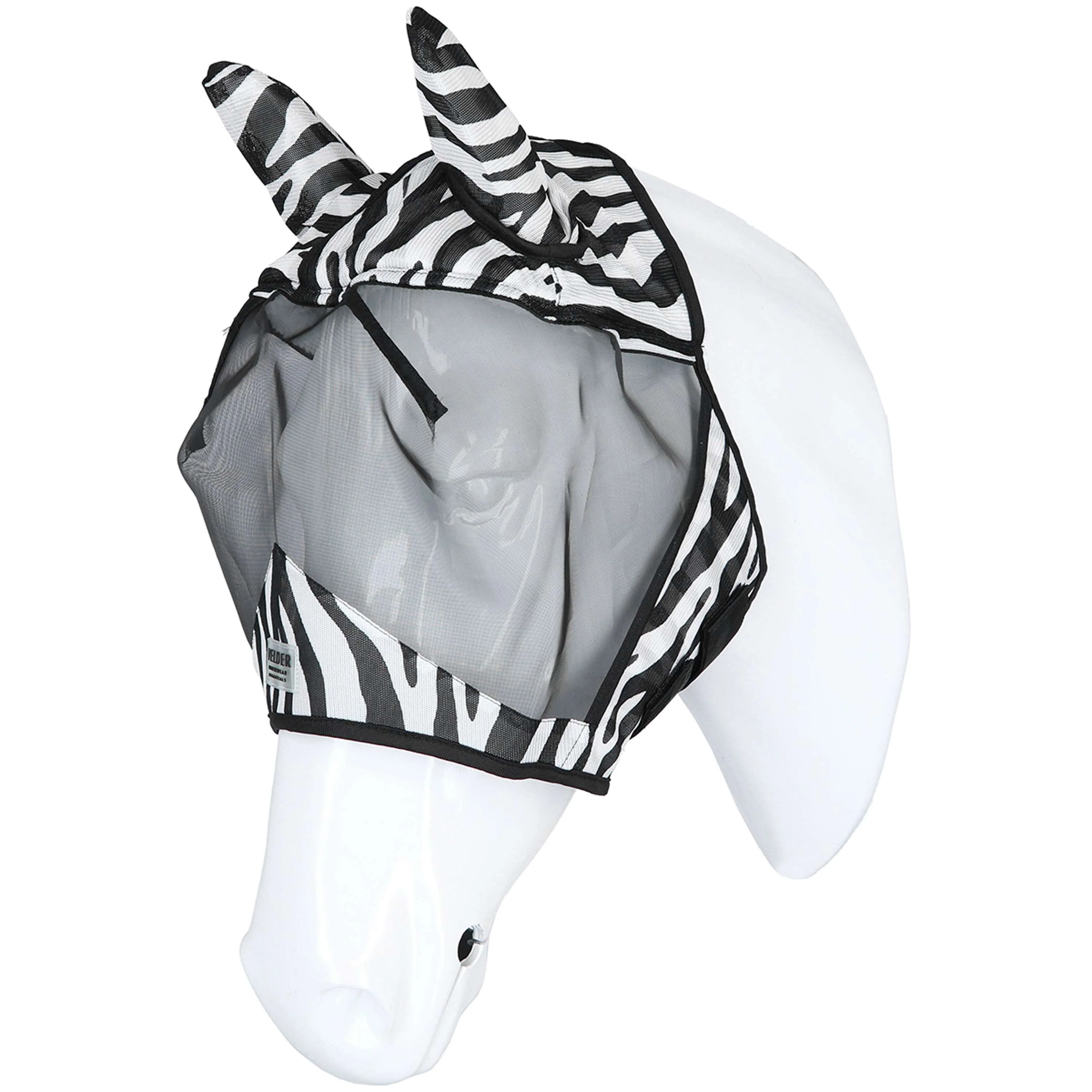 Velder Horsewear Essentials Maschera per Mosche Zebra con Orecchie Nero/Bianco - Image 3