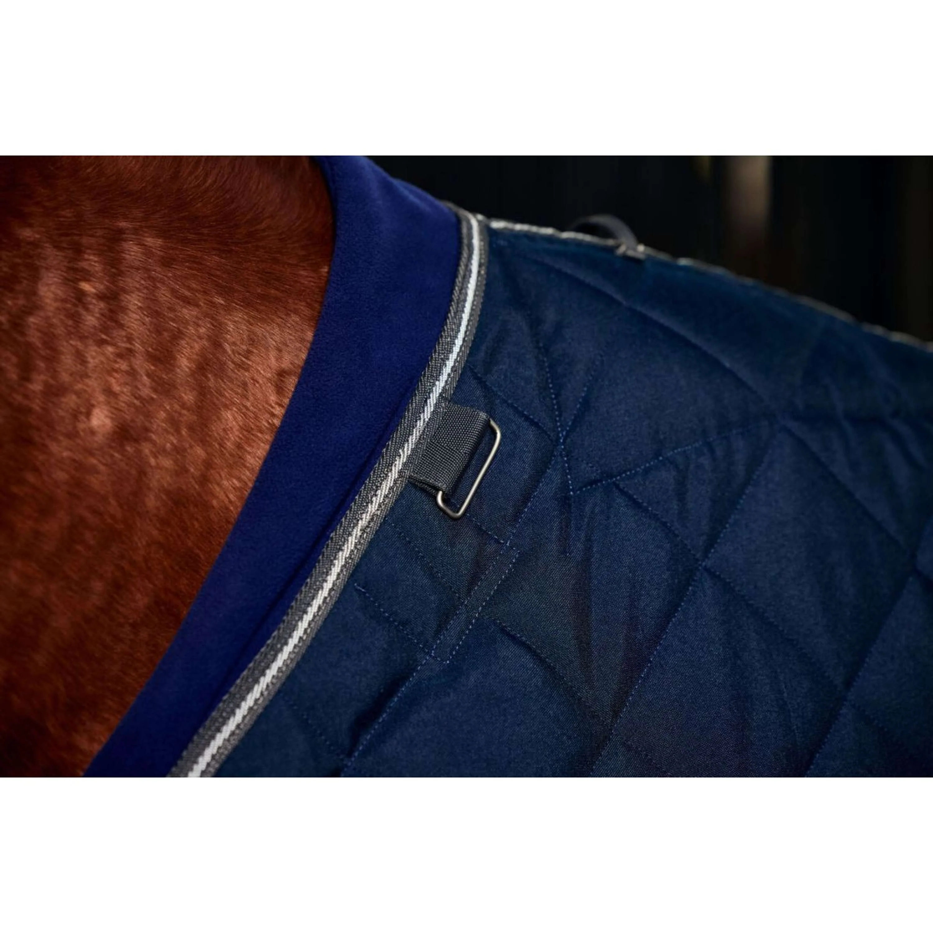 WeatherBeeta Coperta da scuderia ComFiTec 100D Diamond Quilt Detach-A-Neck 220 g Blu marino/Carbone - Image 6