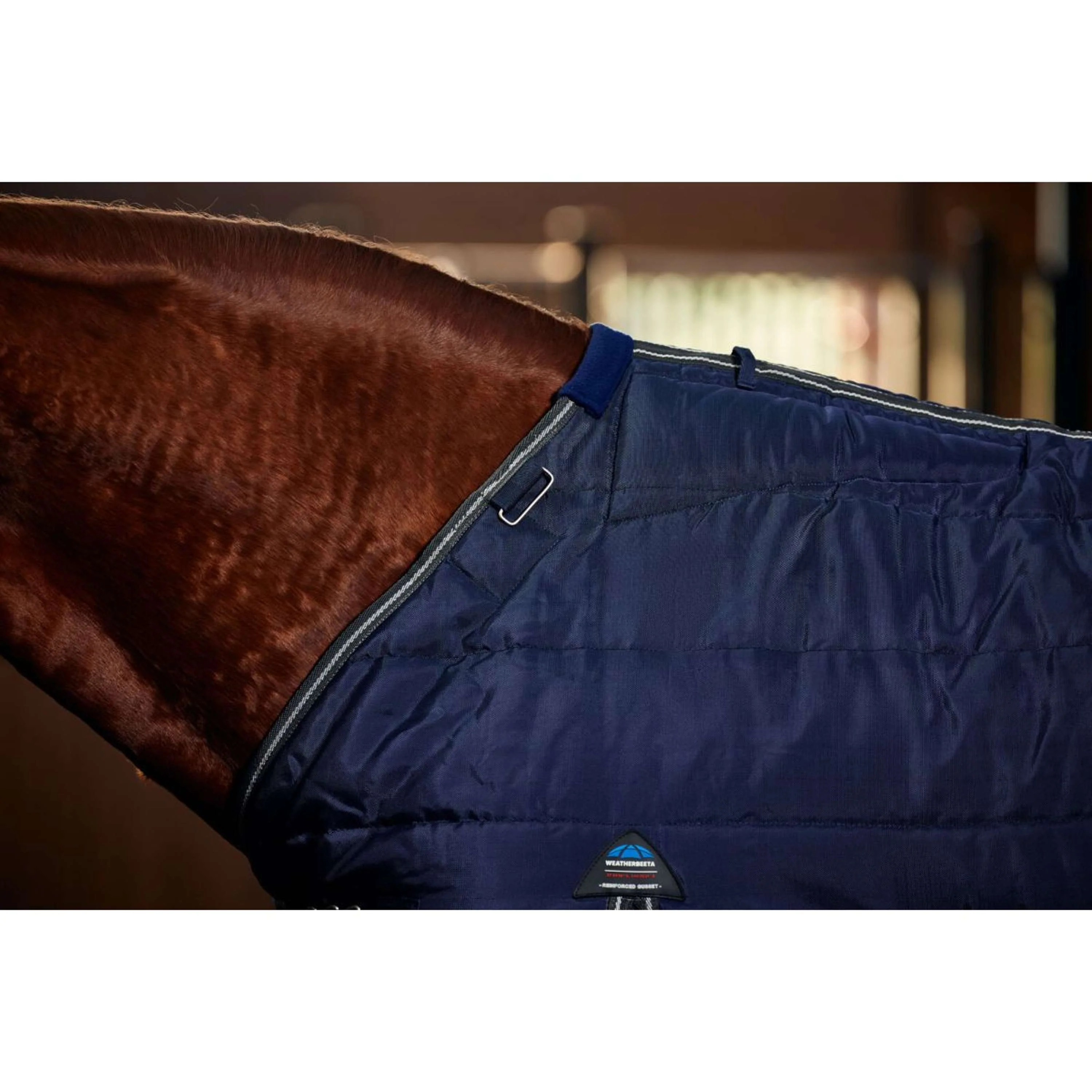 WeatherBeeta Coperta da scuderia ComFiTec PP Channel Quilt Detach-A-Neck 220 g Blu marino/Carbone - Image 5
