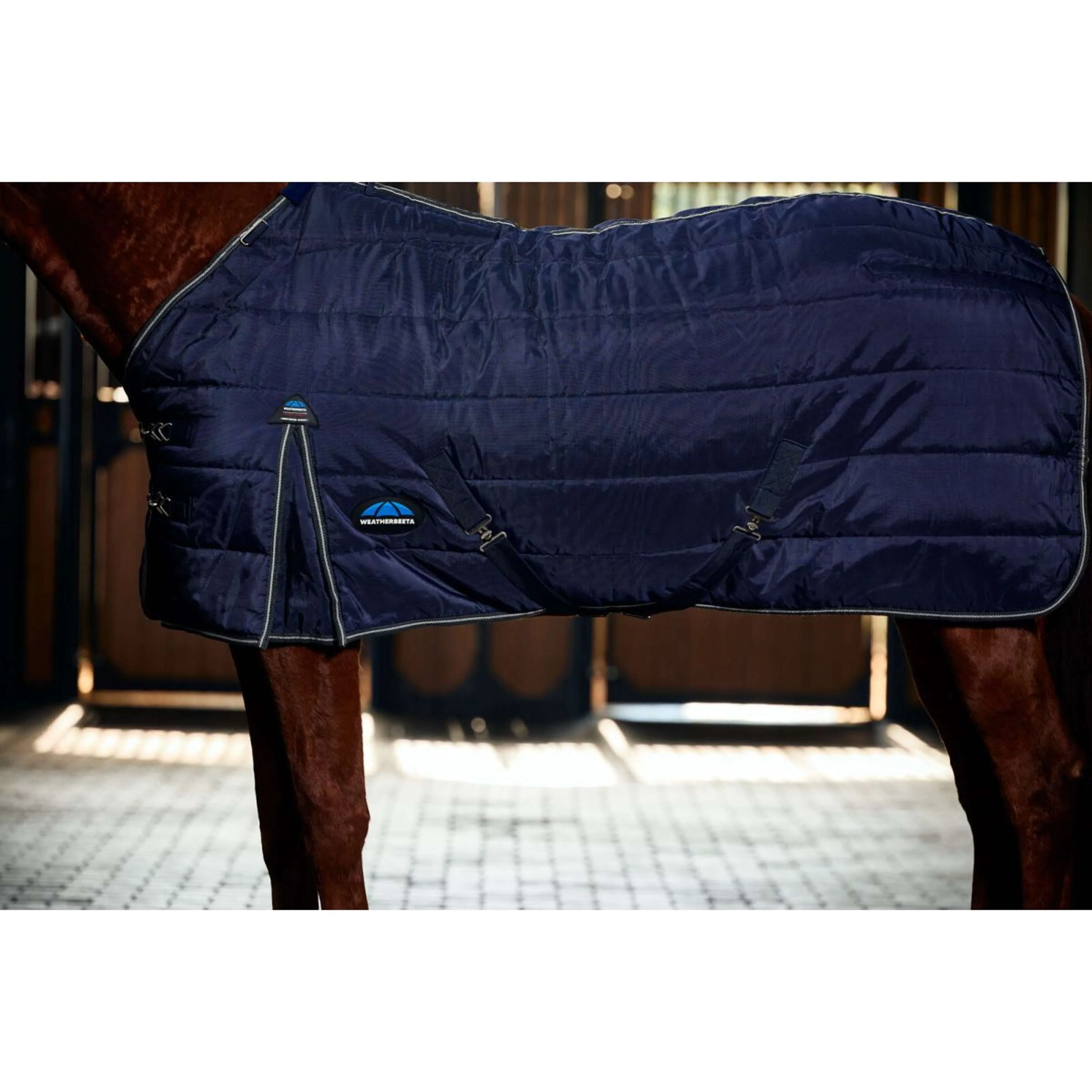 WeatherBeeta Coperta da scuderia ComFiTec PP Channel Quilt Detach-A-Neck 220 g Blu marino/Carbone - Image 7