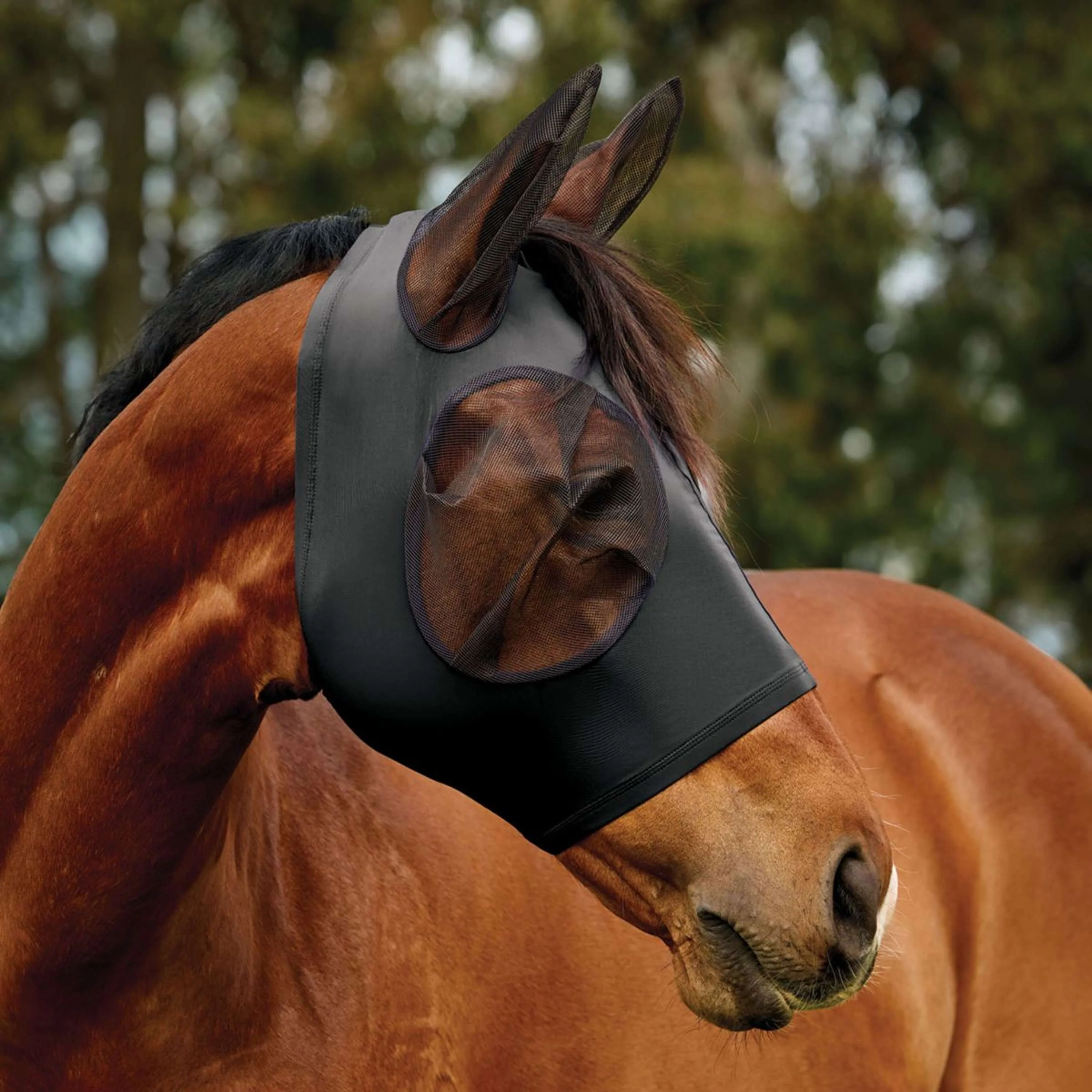WeatherBeeta Maschera per Mosche ComFiTec Deluxe Stretch con Orecchie Nero - Image 2