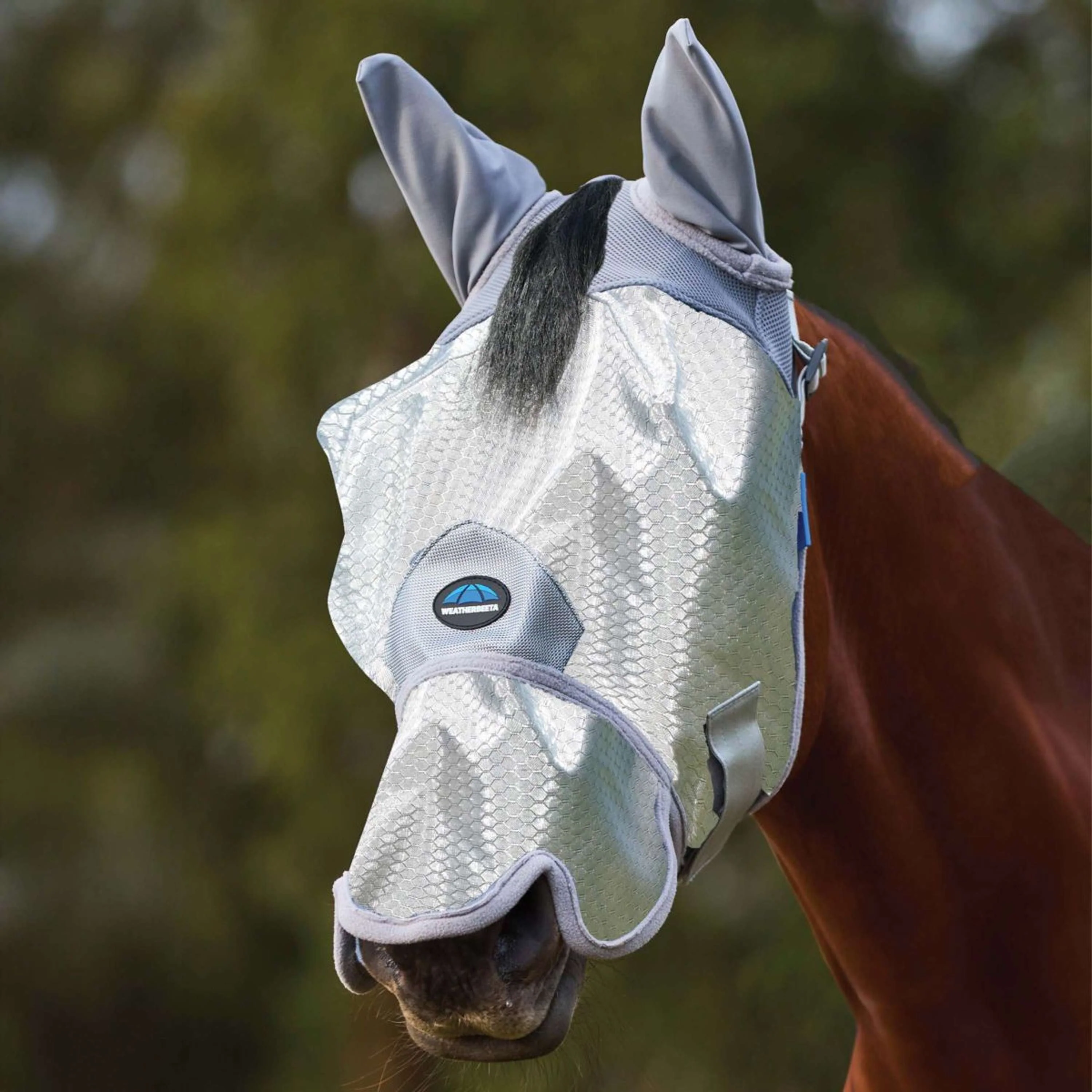 WeatherBeeta Maschera per Mosche ComFiTec Hexi con Orecchie e Naso Argento